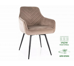 Jídelní židle otočná SERVIO VELVET, Tmavě Béžový Bluvel 40/Černá