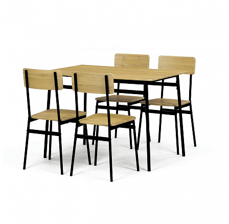 Jídelní set s 4 židlemi, 110x70x76cm, mdf, divoký dub, AUT-O2155 OAK Jídelní set s 4 židlemi, 110x70x76cm, mdf, divoký dub, AUT-O2155 OAK