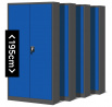 Sada 4x kancelářská kovová skříň na dokumenty JAN H, 900 x 1950 x 400 mm, antracitově-modrá