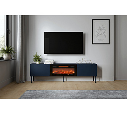 TV komoda RAFAEL 200 EF s elektrickým krbem, indigo
