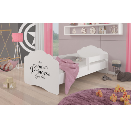 Postel s matrací a zábranou CASIMO PRINCESS BLACK 160x80 Bílá