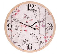 Hodiny nástěnné - květinový motiv, MDF, 58 cm