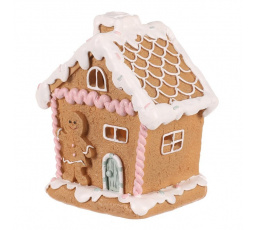 Domeček perníkový - zdobený, polyresin, LED osvětlení
