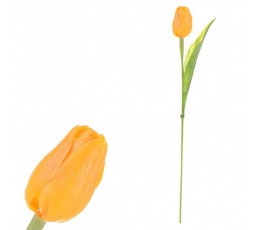 Tulipán plastový - řezaná květina, tm. žlutá, cena za 1 ks