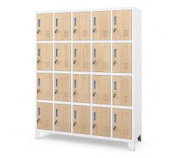 Kovová šatní skříňka BHP bílá/dub sonoma: Eco Design ROBERT, 1360 x 1720 x 450 mm