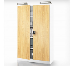 Kancelářská kovová skříň Bílá/Zlatý dub: Eco Design JAN II