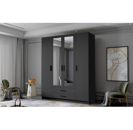 Skříň Arya I 160 - černá/černé úchytky