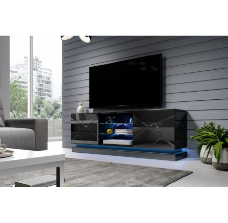 Tv komoda QIU 160 RTV, lesklá černá