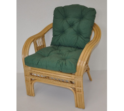 Ratanové křeslo Rio De Janeiro medové - polstr tmavě zelený melír