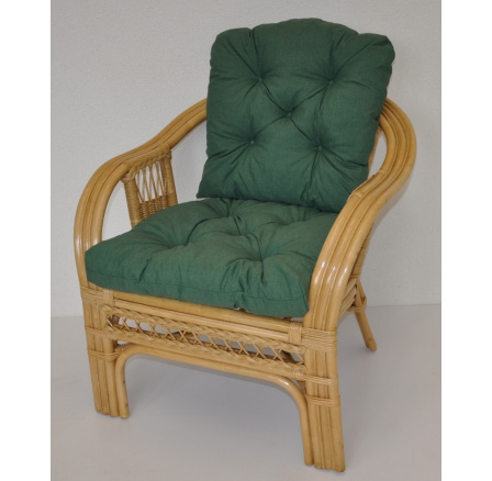 Ratanové křeslo Rio De Janeiro medové - polstr tmavě zelený melír Ratanové křeslo Rio De Janeiro medové - polstr tmavě zelený melír