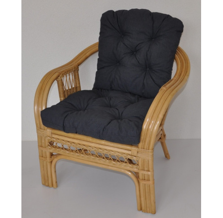 Ratanové křeslo Rio De Janeiro medové - polstr tmavě šedý melír Ratanové křeslo Rio De Janeiro medové - polstr tmavě šedý melír