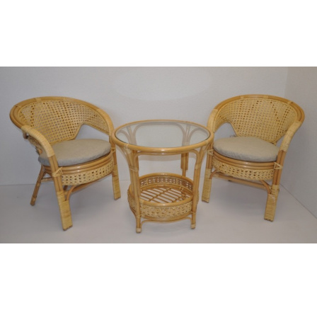 Ratanová sedací souprava Kina medová polstr tmavě béžový melír Ratanová sedací souprava Kina medová polstr tmavě béžový melír