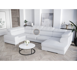 Rohová sedací souprava ROYAL MAX I 210x375x185 - bílá eko kůže , levá