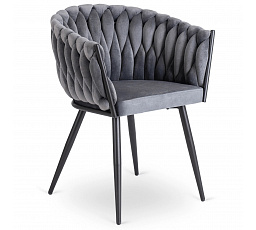 Židle ELENA Šedá Pletená Sametová