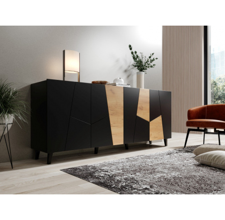 Komoda ETNA černý mat/ černý mat/ dub craft