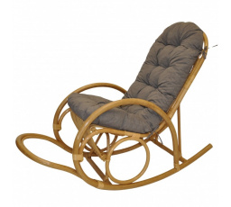 Ratanové houpací křeslo Jenaira medové polstr šedý melír