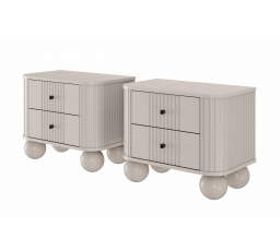 Sada nočních stolků Vesper 56 cm - kašmír / černé úchyty / nohy koule