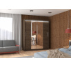 Posuvná skříň se zrcadlem a LED osvětlením DALLAS 180 Choco+Choco