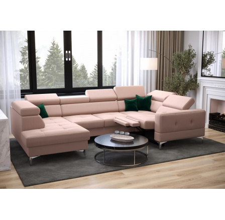 Rohová sedací souprava TOSCANIA MAX I , relax s funkcí spaní 170x350x185 cm - pravá, růžová Rohová sedací souprava TOSCANIA MAX I , relax s funkcí spaní 170x350x185 cm - pravá, růžová
