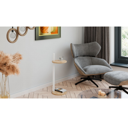 Pomocný stolek Claro kulatý průměr 30 cm - různé barvy na výběr - Dub Artisan, Bílý Mat