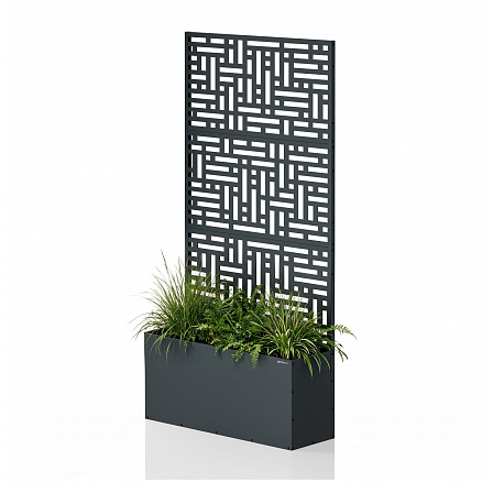 Pergola s květináčem kovová antracitová: ROSEN, 900 x 1800 x 300 mm Pergola s květináčem kovová antracitová: ROSEN, 900 x 1800 x 300 mm