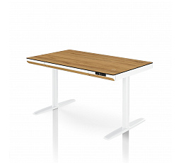 Elektrický výškově nastavitelný stůl sit-stand se zásuvkou a bezdrátovou nabíječkou Qi bílý/zlatý dub, 1200 mm: ELLIS