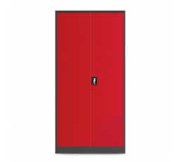 Plechová dílenská skříň s policemi BRUNO, 920 x 1850 x 500 mm, antracitově-červená