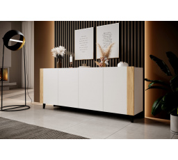 Komoda FARO bílá matná/ bílá matná/ dub craft