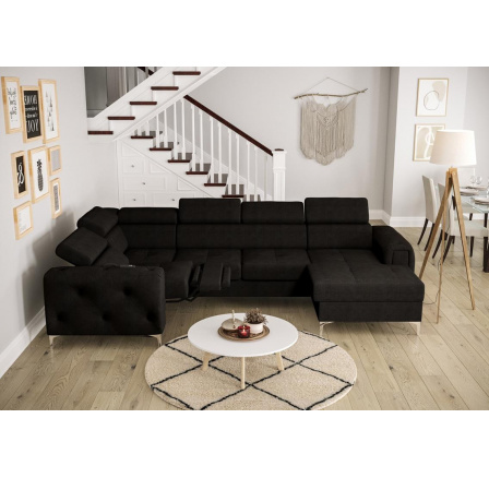 Rohová sedací souprava ORION MAX III , relax s funkcí spaní 165x320x190 cm - černá , levá Rohová sedací souprava ORION MAX III , relax s funkcí spaní 165x320x190 cm - černá , levá