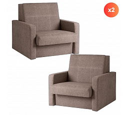 Sada 2x Křeslo na spaní pro jednu osobu MILAN 1 Béžové
