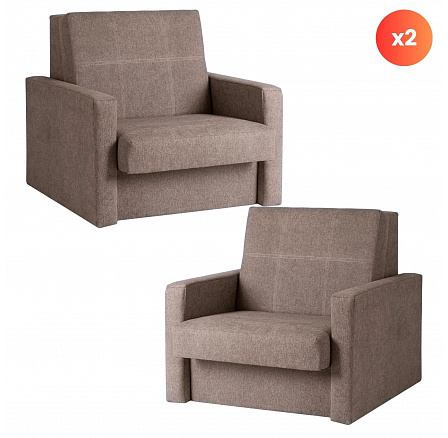 Sada 2x Křeslo na spaní pro jednu osobu MILAN 1 Béžové