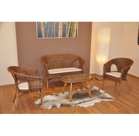 Ratanová sedací souprava Fabion brown wash velká