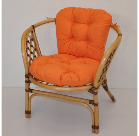 Ratanové křeslo Bahama medové LUX polstr oranžový melír