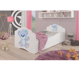 Postel s matrací a šuplíkem CASIMO BLUE BEAR 140x70 Bílá