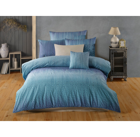 Povlečení bavlna 140x200, 70x90cm Guru blue nitěný knoflík