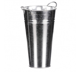 Váza vysoká, zinková, stříbrná barva.