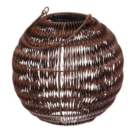 Lucerna z polyratanu - hranatá, LED osvětlení, vel. L, tmavě hnědá