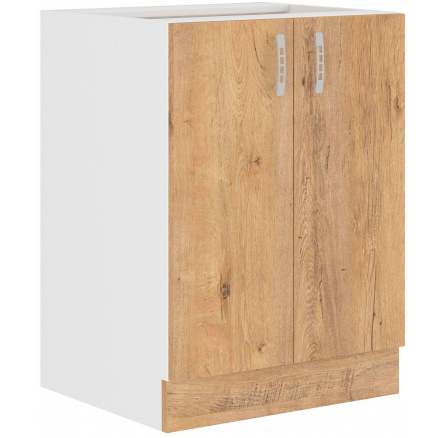 Dolní skřínka SARA - 60 D 2F BB, Bílá / Dub Lefkas