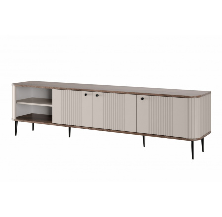 TV skříňka Vesper 3D 187 cm - kašmír / ořech / černé nohy