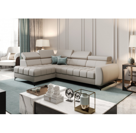 Rohová sedací souprava PORTO MINI přírodní kůže 170x255 cm - šedá kůže , levá