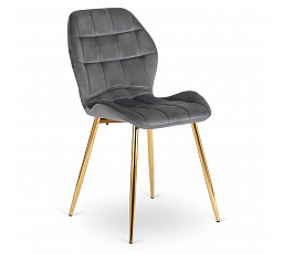 Židle LUCKY Šedá se Zlatými Nohami Sametová