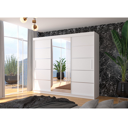 Posuvná skříň se zrcadlem SALTO 250 Bílá+Bílá Posuvná skříň se zrcadlem SALTO 250 Bílá+Bílá