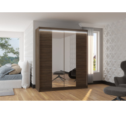 Posuvná skříň se zrcadlem a LED osvětlením BALANCE 180 Choco+Choco