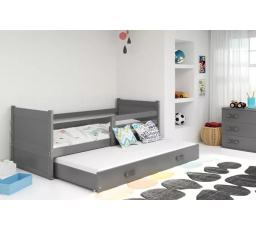 Dětská postel RICO s přistýlkou 90x200 cm, s matracemi, Grafit/Grafit