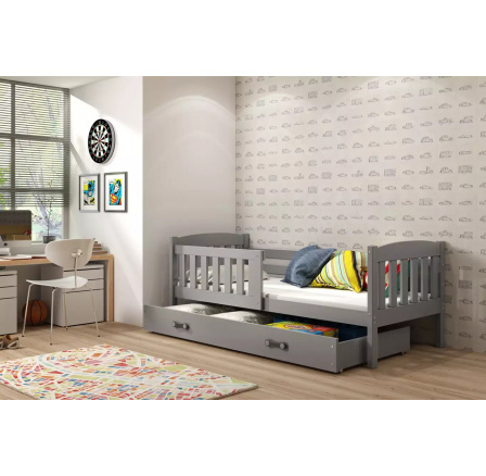 Dětská postel KUBUS 80x160 cm se šuplíkem, s matrací, Grafit/Grafit