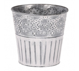 Obal kovový - kulatý, se zrníčky, šedo-bílý