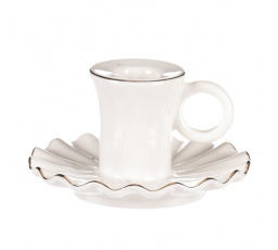 Svícen na kónickou svíčku - porcelánový, tvar šálku, bílý