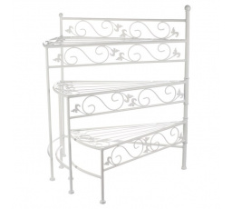 Stojan na květiny - kov, schodovitý, 3 patra, bílý lak