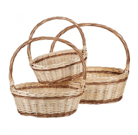 Koš proutěný - oválný, s uchem, přírodní, cena za sadu 3 ks Koš proutěný - oválný, s uchem, přírodní, cena za sadu 3 ks