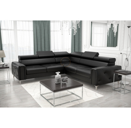 Rohová sedací souprava ORION I s funkcí spaní 255×255 cm přírodní kůže - černá kůže, levá Rohová sedací souprava ORION I s funkcí spaní 255×255 cm přírodní kůže - černá kůže, levá